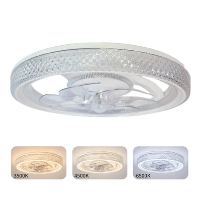 LED stropní ventilátor CRYSTAL 35W 20W+15W 2000LM 15m2 CCT 40dB