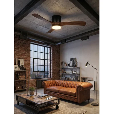 LED stropní ventilátor KOV+DŘEVO 53W 18W+35W 1350LM 25m2 CCT 43dB