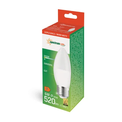 LED SVÍČKA E-27 230V 6W WW SPECTRUM +