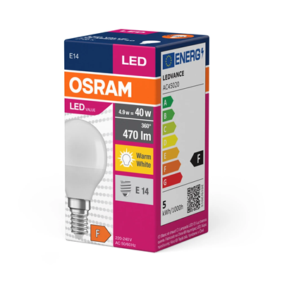 LED VALUE CLASSIC P Bulb 4.9W 470lm 2700K E14 WW