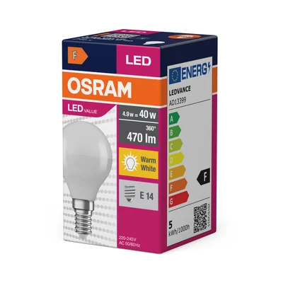 LED VALUE CLASSIC P Лампа 4.9W 470lm 2700K E14 WW