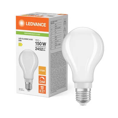 LED žárovka VÝKONNOSTNÍ TŘÍDA CLASSIC A matné sklo 150 DIM 18W/827 E27 LEDVANCE