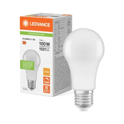 LED žárovka VÝKONNOSTNÍ TŘÍDA KLASICKÁ A 100 FR DIM 14W/827 E27 LEDVANCE