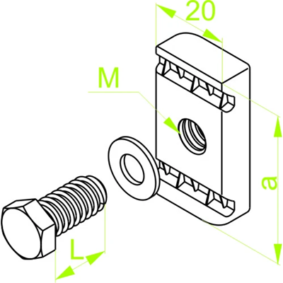 Leiterbefestigungsschraube, Länge 25 mm, Durchmesser 10 mm