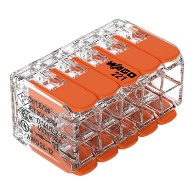 Lever installation connector for all types of cables, transparent