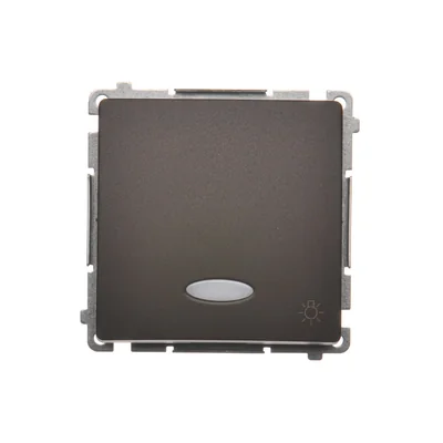 „Licht“-Taster mit blauer LED-Hintergrundbeleuchtung 10AX 24V Schraubklemmen schokoladenmatt metallisiert