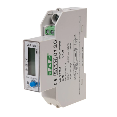 Licznik energii elektrycznej - jednofazowy, RS-485, LCD, 100A, rejestracja parametrów sieci U, I, F, P, Q, AE+, RE+