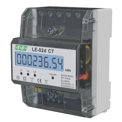 Licznik energii elektrycznej - trójfazowy z programowalną przekładnią wyświetlacz LCD