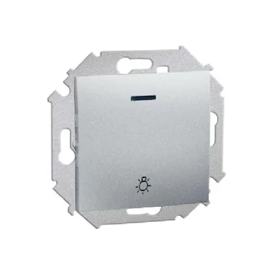 "Light" button with backlight (module) 10A 230V screw terminals aluminum (metallic)