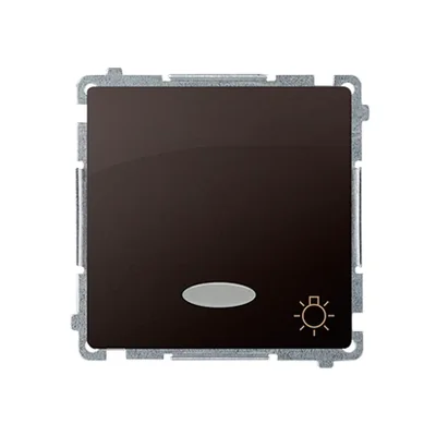 "Light" button with blue LED backlight 10AX 24V screw terminals chocolate matt metallised