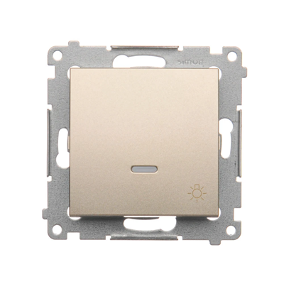 "Light" button with LED backlight (module) 10A 230V gold (metallic) quick connectors