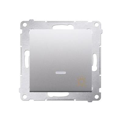 "Light" button with LED backlight (module) 10A 230V quick connectors silver (metallic)