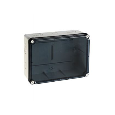 LIGHT Installation box with knockouts, transparent cover 241x180x95mm