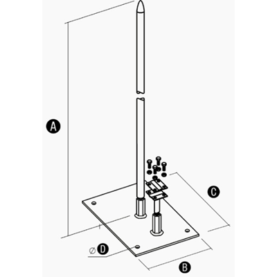 Lightning protection mast with aluminum metal base