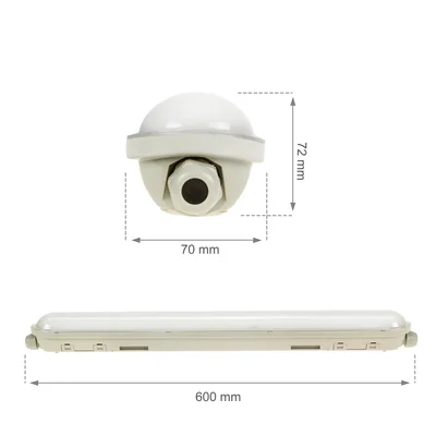 LIMEA GIANT ГЕРМЕТИЧНИЙ 600 мм 20 Вт NW 230 В 120 шт. IP65 IK10 600x72x70 мм СІРИЙ 5 РОКІВ ГАРАНТІЇ.