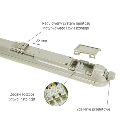 LIMEA GIANT HERMETIC 1200mm 38W NW 230V 120ST IP65 IK10 1190x72x70mm GRIS 5 AÑOS GW.