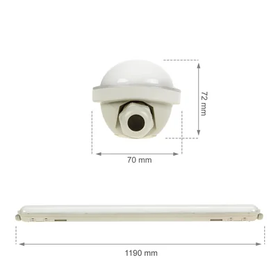 LIMEA GIANT HERMETIC 1200mm 38W NW 230V 120ST IP65 IK10 1190x72x70mm ŠEDÁ 5 LET GW.