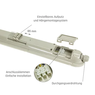 LIMEA GIANT HERMETIC 1500mm 52W NW 230V 120ST IP65 IK10 1490x72x70mm GRAY 5 YEARS GW.