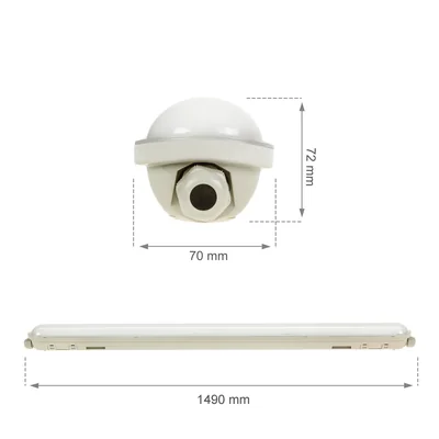 LIMEA GIANT HERMETIC 1500mm 52W NW 230V 120ST IP65 IK10 1490x72x70mm ŠEDÁ 5 LET GW.