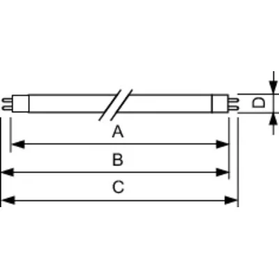 Linear fluorescent lamp 6W, 342V, G5