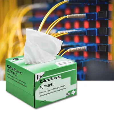 Lingettes en fibre optique sans poussière Qoltec | 280 pièces.