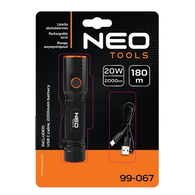 Linterna recargable USB C de 2000 lm con LED CHN