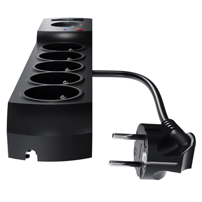 Listwa zasilająca z bezpiecznikiem i układem przeciwprzepięciowym professional 5 gniazd 2 porty USB długość 1,5m 10A 230V 2300W czarny