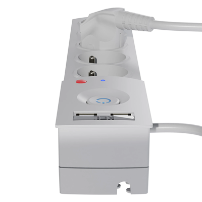 Listwa zasilająca z bezpiecznikiem i układem przeciwprzepięciowym professional 5 gniazd 2 porty USB długość 3m 10A 230V 2300W szary