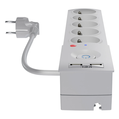 Listwa zasilająca z bezpiecznikiem i układem przeciwprzepięciowym professional 5 gniazd 2 porty USB długość 3m 10A 230V 2300W szary