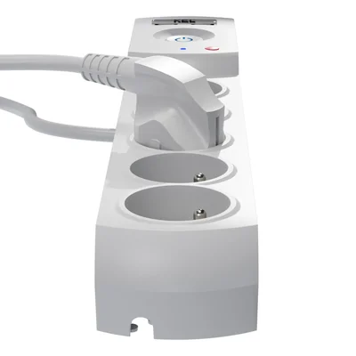Listwa zasilająca z bezpiecznikiem i układem przeciwprzepięciowym professional 5 gniazd 2 porty USB długość 5m 10A 230V 2300W szary