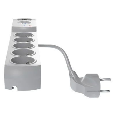 Listwa zasilająca z bezpiecznikiem i układem przeciwprzepięciowym professional 5 gniazd 2 porty USB długość 5m 10A 230V 2300W szary