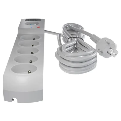 Listwa zasilająca z bezpiecznikiem i układem przeciwprzepięciowym professional 5 gniazd długość 1,5m 10A 230V 2300W szary
