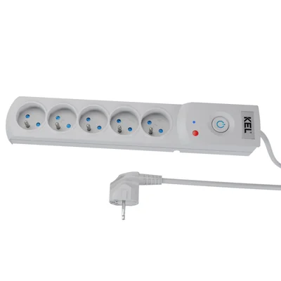 Listwa zasilająca z bezpiecznikiem i układem przeciwprzepięciowym professional 5 gniazd długość 3m 10A 230V 2300W szary