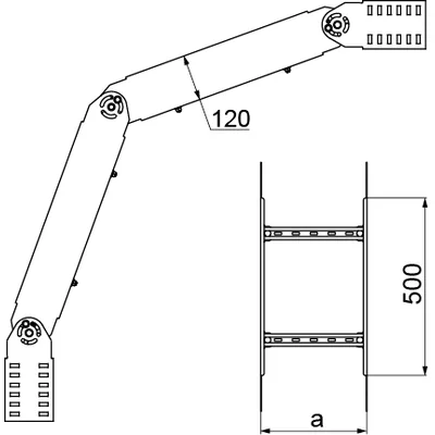 LLDSC500H120 Scharnierbogen, Blechdicke - 2 mm