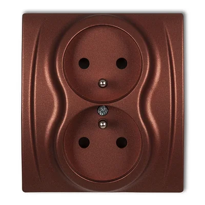 LOGO Double socket with grounding 2x(2P+Z) (current circuit shutters) brown metallic