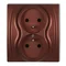 LOGO Double socket with grounding 2x(2P+Z) (current circuit shutters) brown metallic