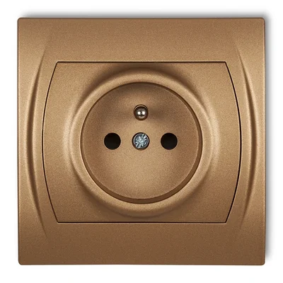 LOGO Single socket with grounding 2P+Z (current circuit shutters) gold metallic