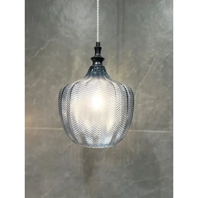 LONI Suspension gris E27 IP20 bleu