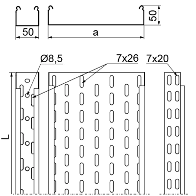 Лоток KCJ150H50/3 N