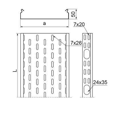 Лоток KOP100H50/3N