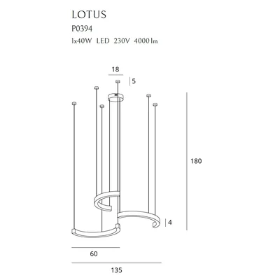LOTUS Hanging lamp 40W 4000lm 3000K IP20 gold