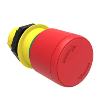 LPCB6634 Platinum Series Plastic Pushbutton Ø22mm, Mushroom Head, Lockable, Twist to Unlock, Ø30mm. For Emergency Stop. ISO 13850. Red.