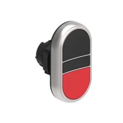 LPCB7112 Platinum Series Plastic Pushbutton Ø22mm, Double Spring Return, Both Covered. Black - Red