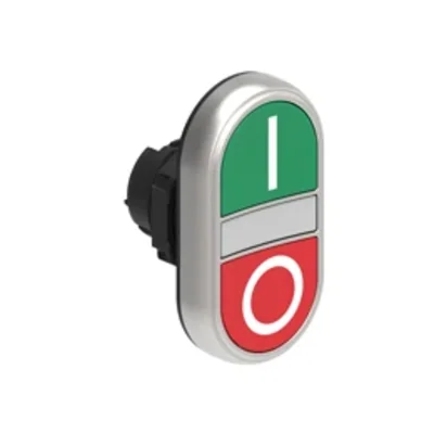 LPCBL7123 Plastic pushbutton Ø22mm Platinum series, double-button, spring return, 2 concealed and white illuminated diffuser. Green -Red / I - 0