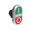 LPCBL7123 Plastic pushbutton Ø22mm Platinum series, double-button, spring return, 2 concealed and white illuminated diffuser. Green -Red / I - 0