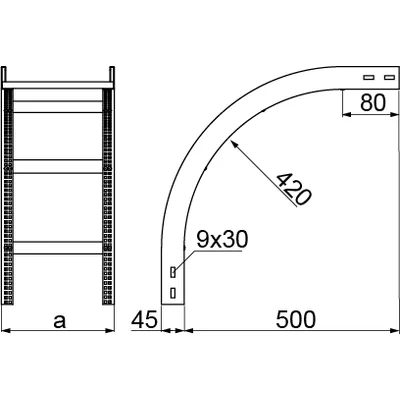 LPDZC200H45N Escaleras de arco exterior vertical, espesor de chapa: 2,0 mm