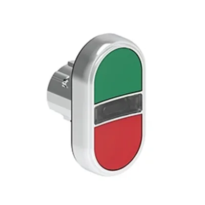 LPSBL7113 Platinum Series Ø22mm Metal Push Button, Double-Touch, Spring Return, 2 Covered and White Illuminated Diffuser. Green - Red