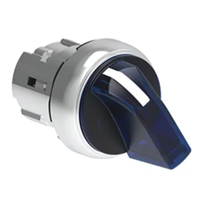 LPSSL1206 Platinum-Serie Beleuchteter Metallschalter Ø22 mm, kurzer Drehknopf, 2 Positionen, 0 - 1. Blau