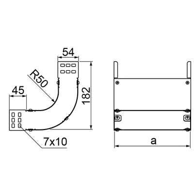 LUBNJ150H50 90° bend, sheet thickness - 1 mm