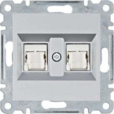 LUMINA Doppelte Computersteckdose RJ45 Cat.5e UTP Silber